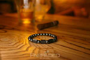 Hematite Shield Bracelet by Parpadeo. Designed and handmade in Israel