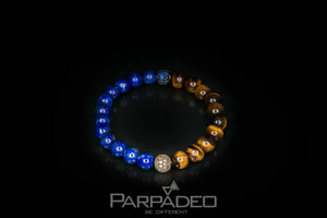 Premium Lapis Lazuli and Tiger Eye Lagoon Bracelet. By Parpadeo