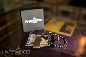 Parpadeo Ulra Slim design wallet. Genuine leather with stainless steel cash holder